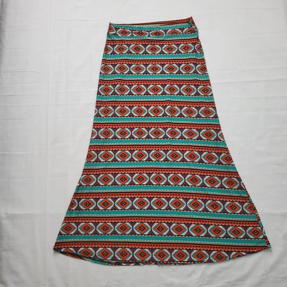 HOT Ginger Women’s Multicolor Geometric Full Length Maxi Skirt Size Medium - Picture 3 of 9